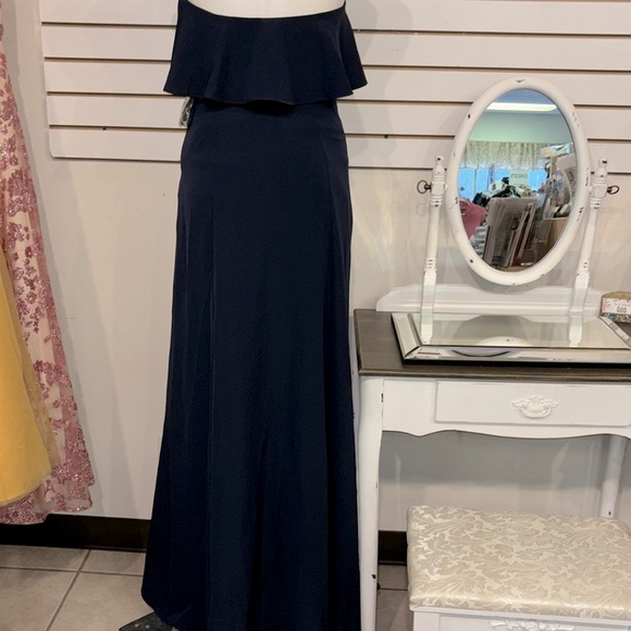 Show Me Your Mumu Weddings ~ Monaco Ruffle Gown in Rich Navy Crepe - Picture 2 of 12